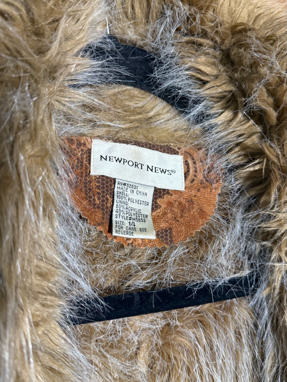 Newport News Brown Paisley Teddy Coat with Faux Fur Trim - Picture 9 of 14